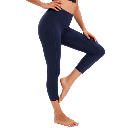 RONLIMO Capris Leggings with Pockets High Waisted Women Yoga Workout Leggings Yoga Pants Capri Pants-Navy Blue