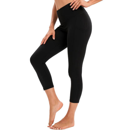 RONLIMO Capris Leggings with Pockets High Waisted Women Yoga Workout Leggings Yoga Pants Capri Pants -Black